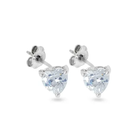  Orecchini in Oro 18kt a forma di cuore con zirconi