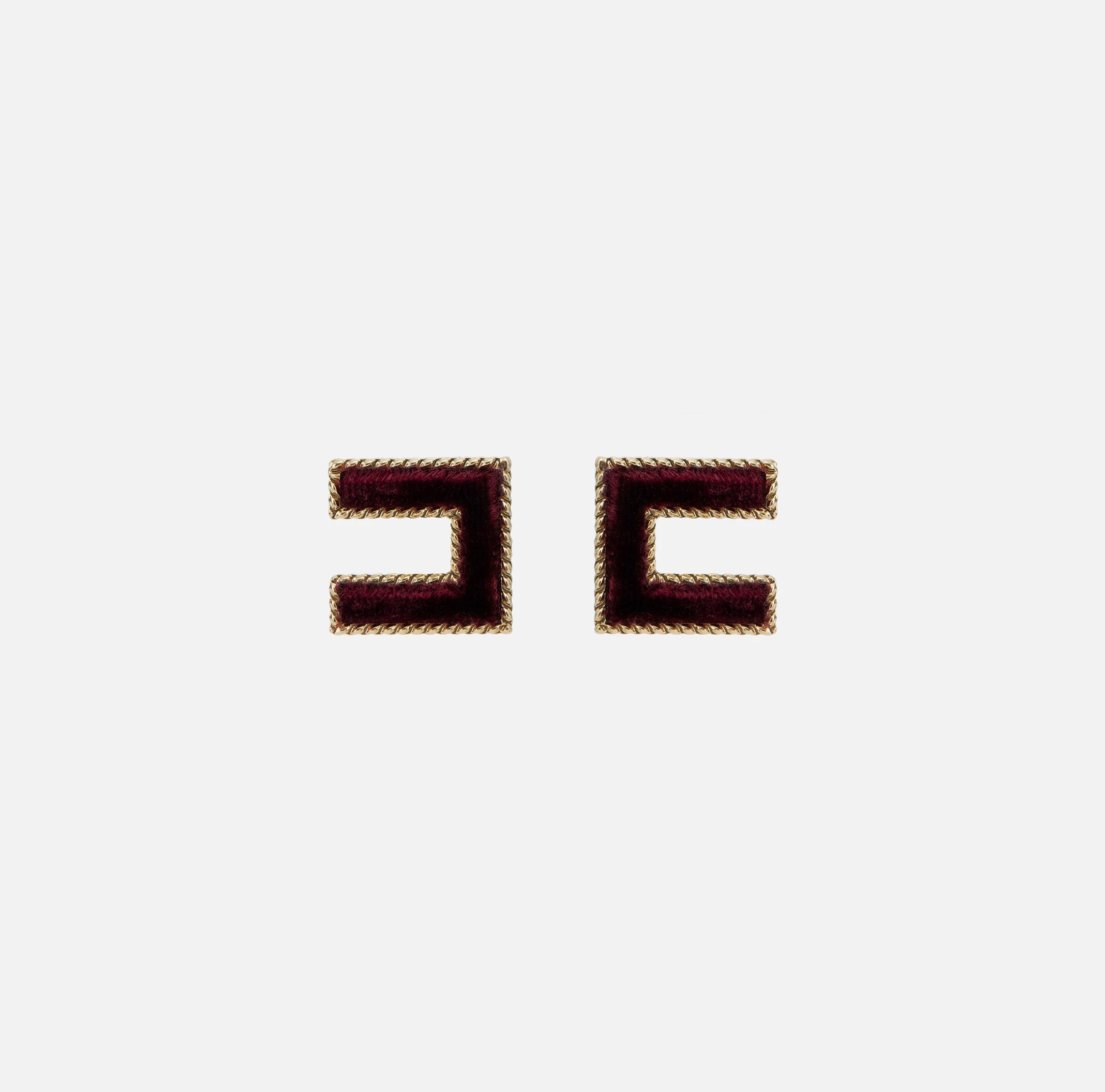 Orecchini logo in metallo dorato e velluto