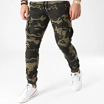 P681 Pantaloni cargo verde kaki