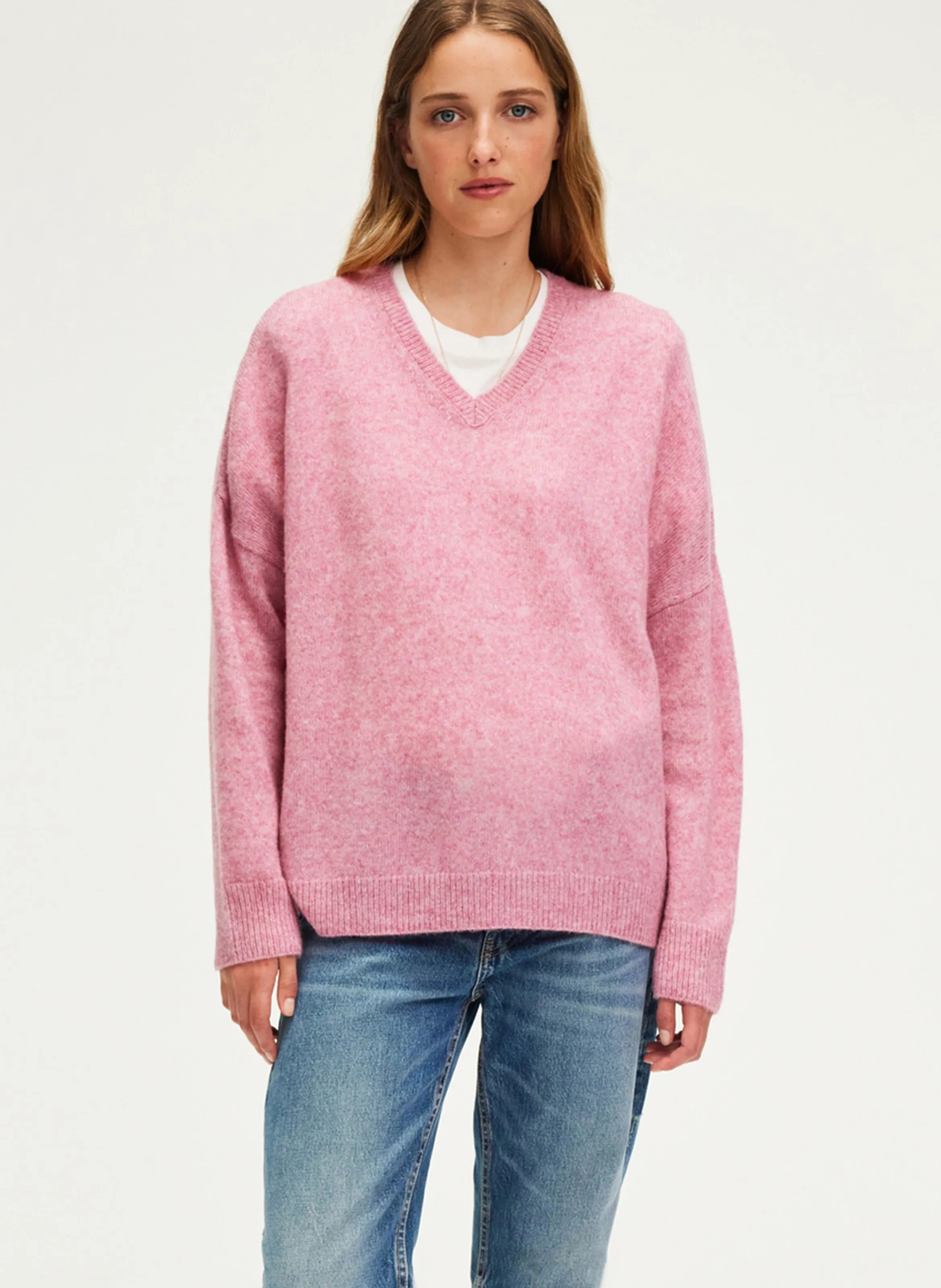  PABLO   JOURNA - Maglione collo a V in lana | Rosa