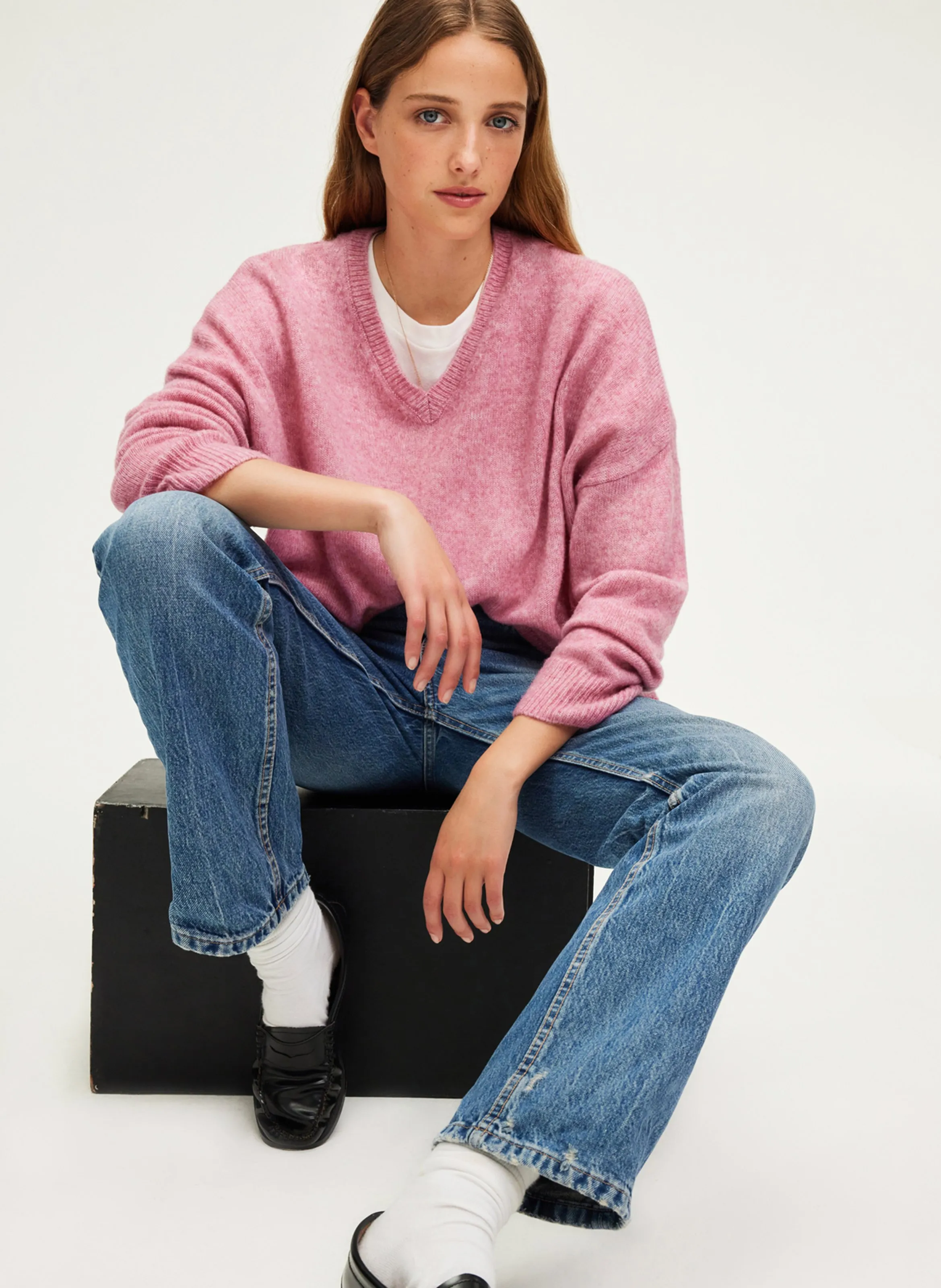  PABLO   JOURNA - Maglione collo a V in lana | Rosa
