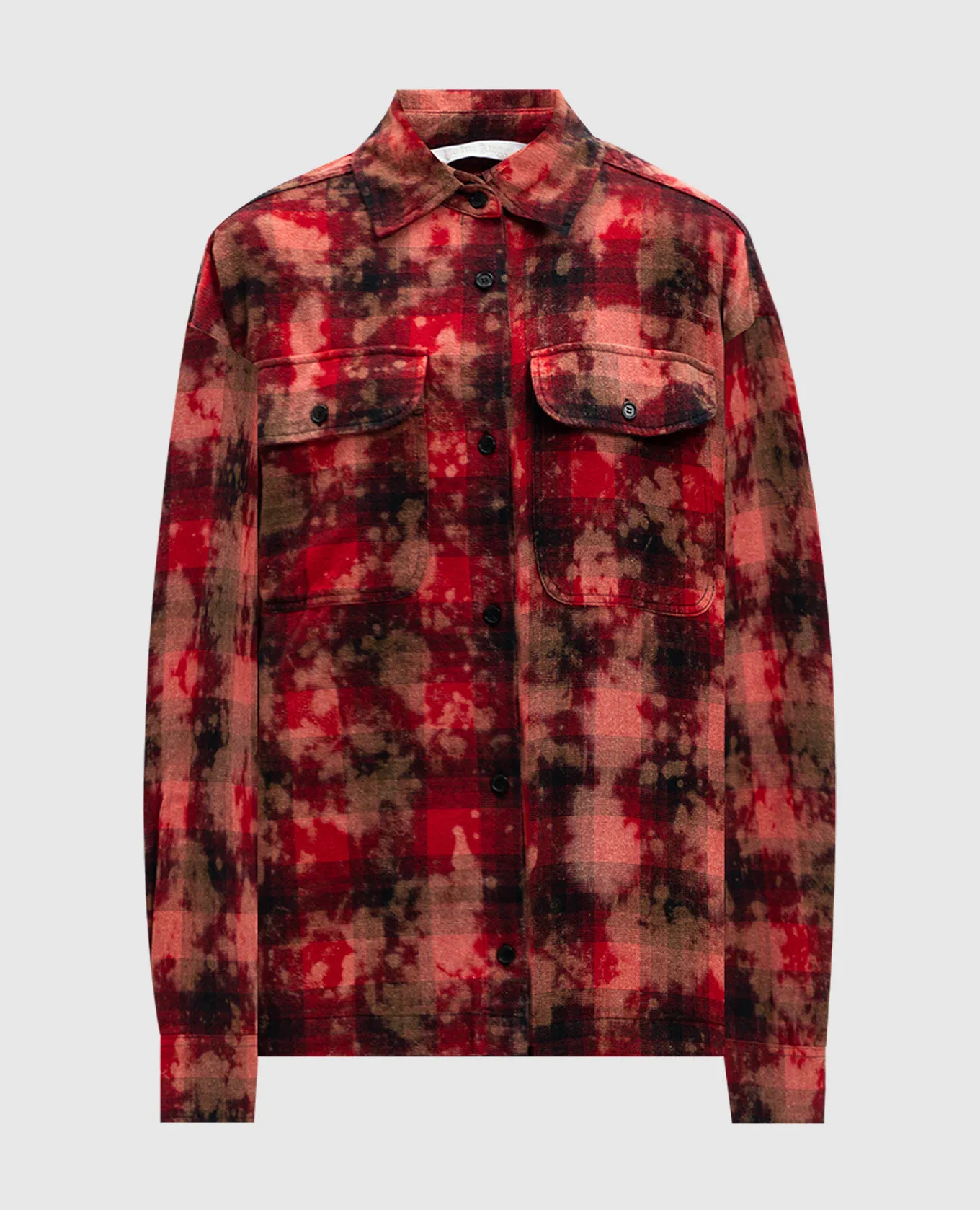 Palm Angels Camicia rossa a quadri con stampa logo PWGE022F24FAB001