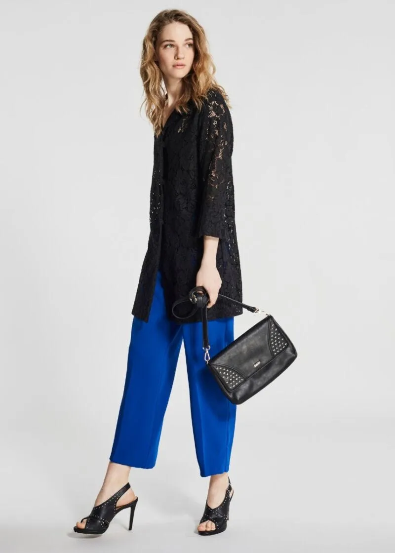 Pantalone cropped in tessuto fluido