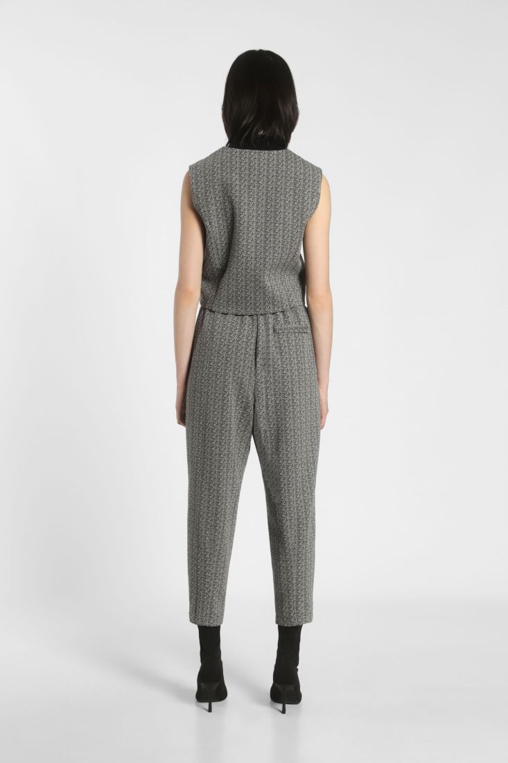 Pantaloni baggy cropped fantasia spigata con fusciacca