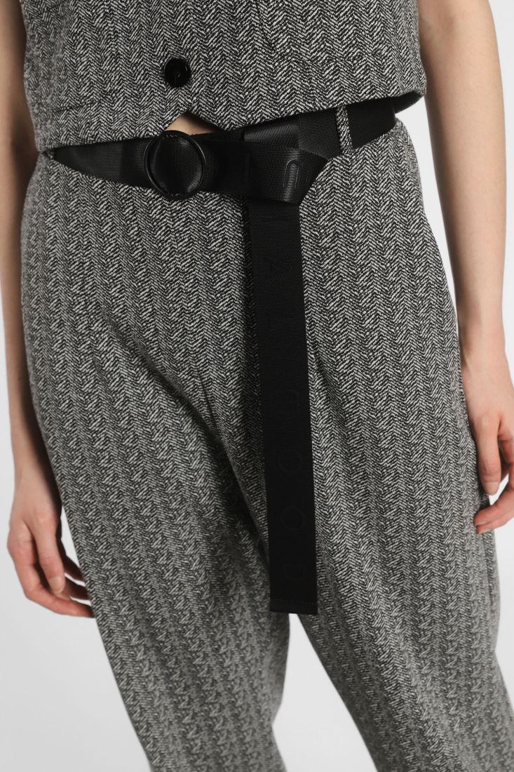 Pantaloni baggy cropped fantasia spigata con fusciacca