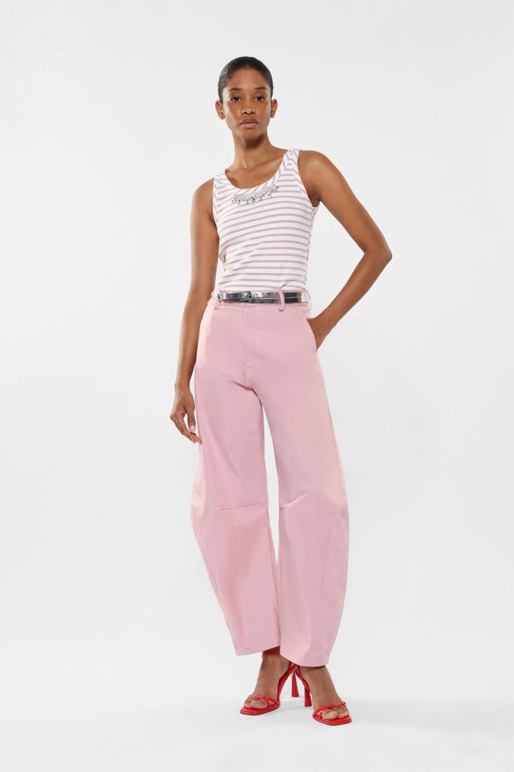 Pantaloni balloon con tasche verticali e cuciture dettaglio