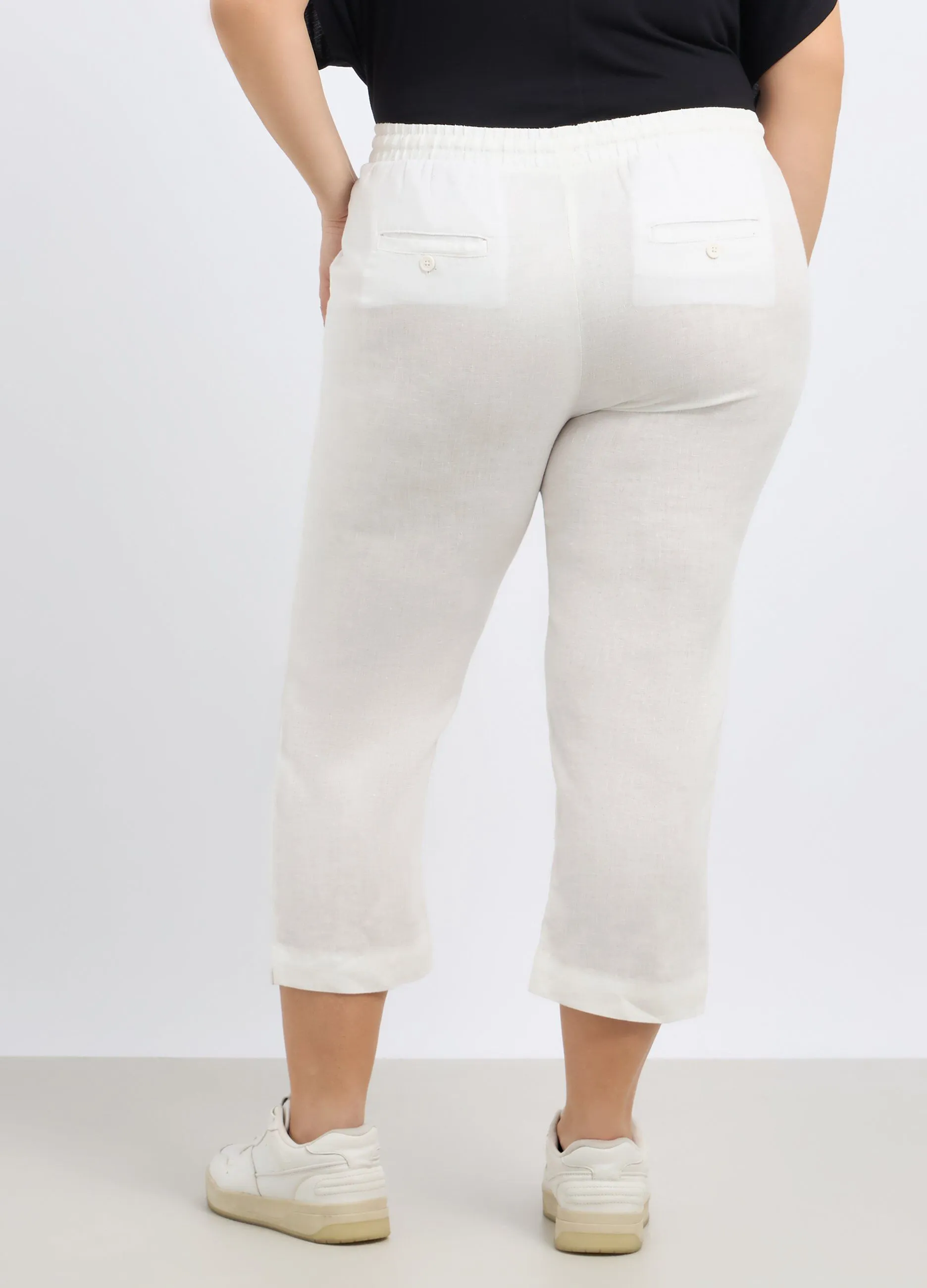 Pantaloni capri in puro lino donna curvy