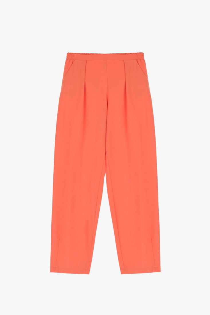 Pantaloni cropped straight monocolour con pinces