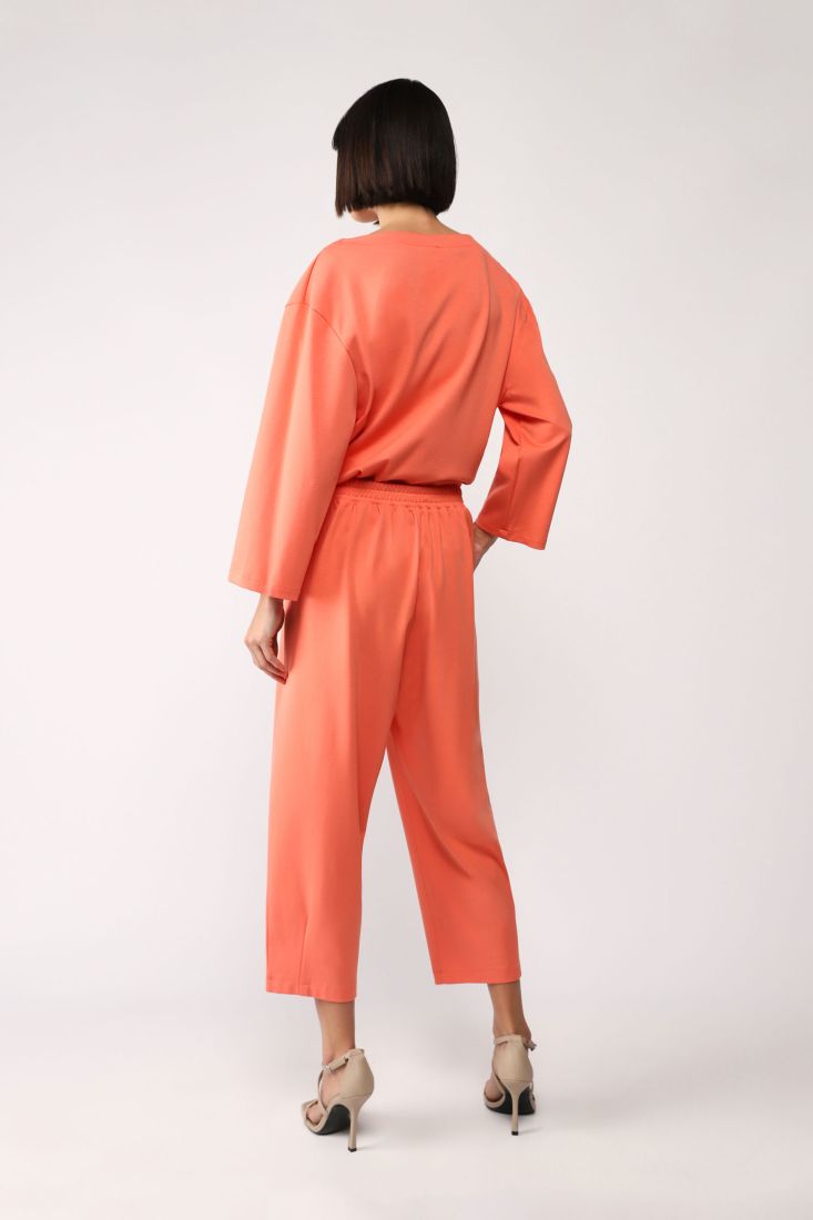 Pantaloni cropped straight monocolour con pinces