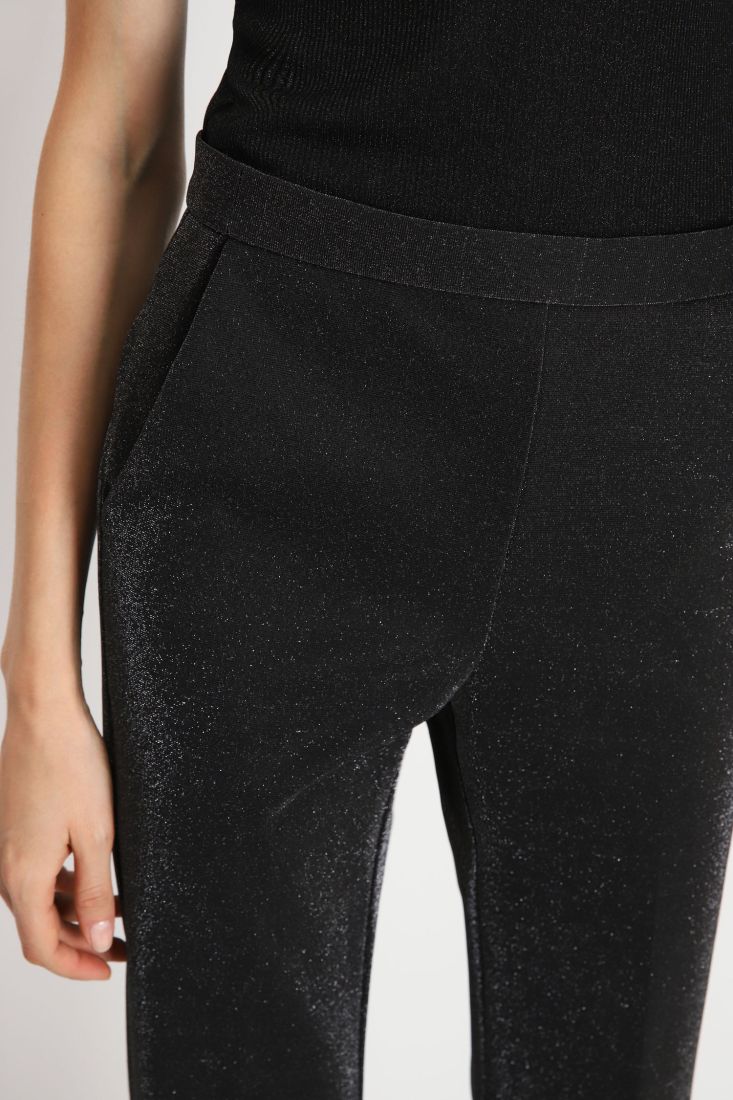 Pantaloni flare effetto glitter