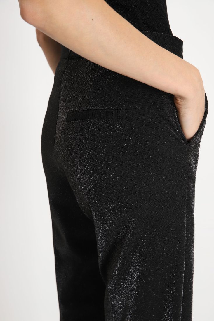 Pantaloni flare effetto glitter