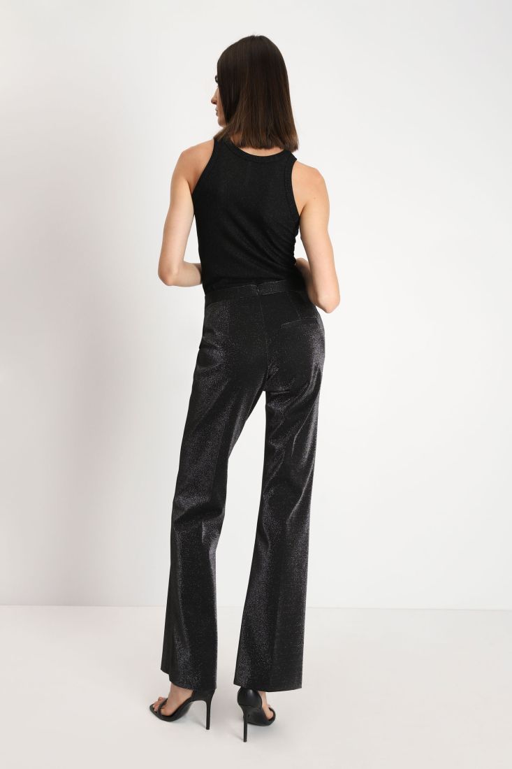 Pantaloni flare effetto glitter