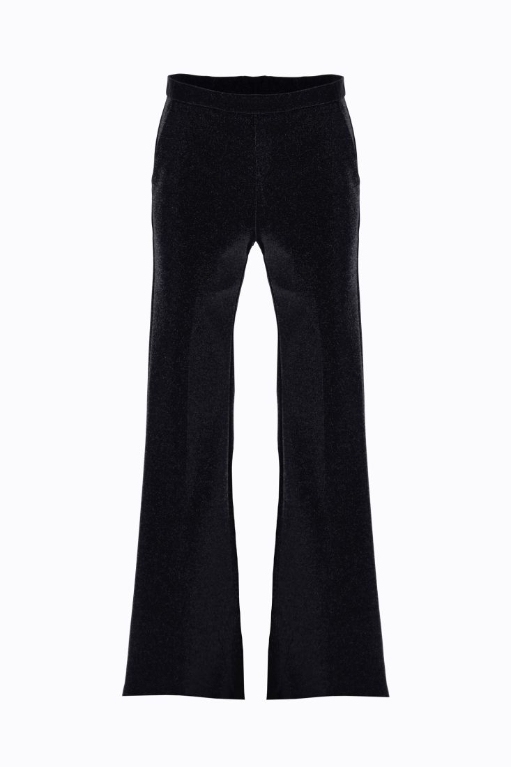Pantaloni flare effetto glitter