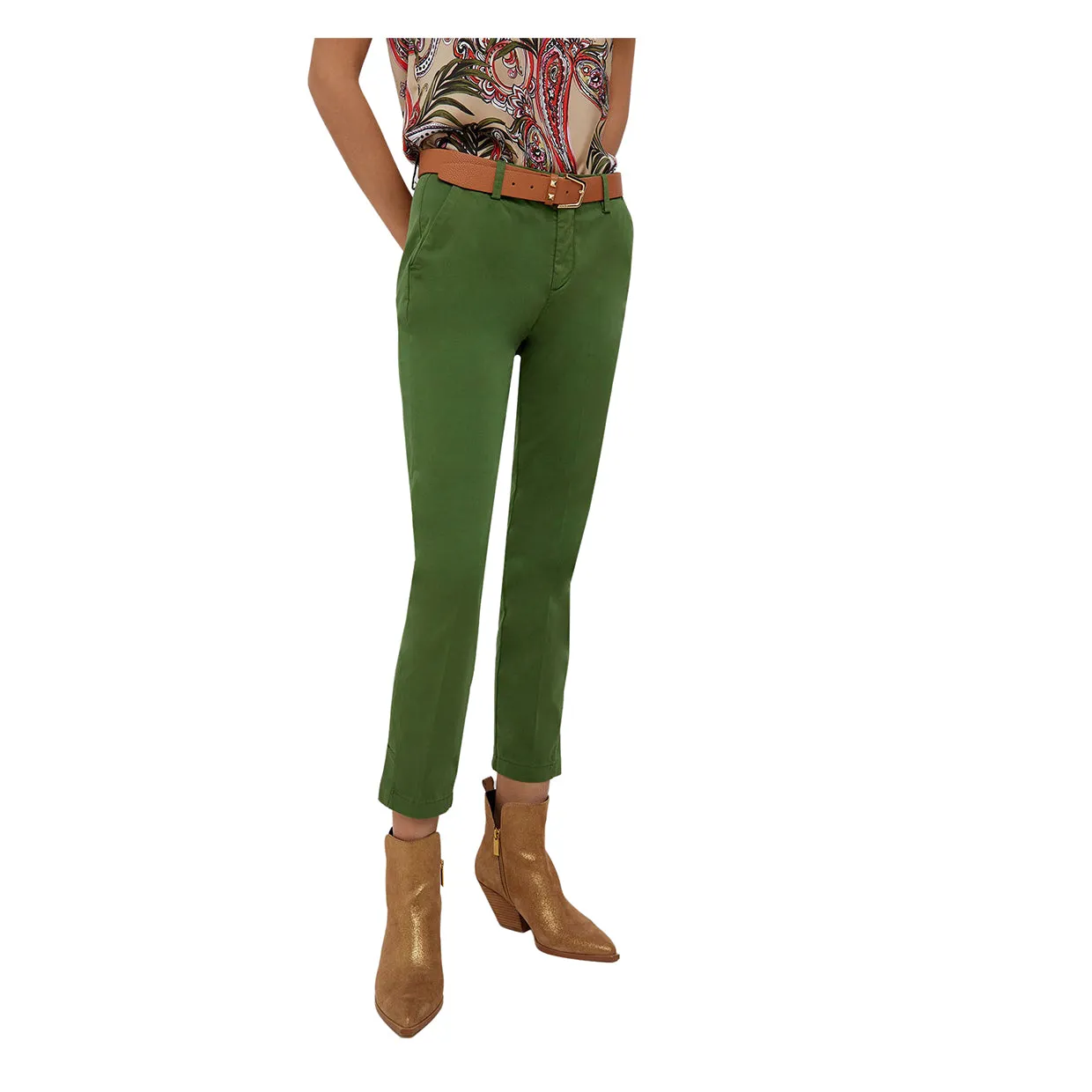 Pantaloni Liu-Jo Chino Dettagli Gioiello Verde