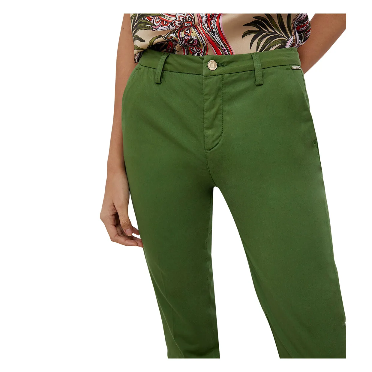 Pantaloni Liu-Jo Chino Dettagli Gioiello Verde