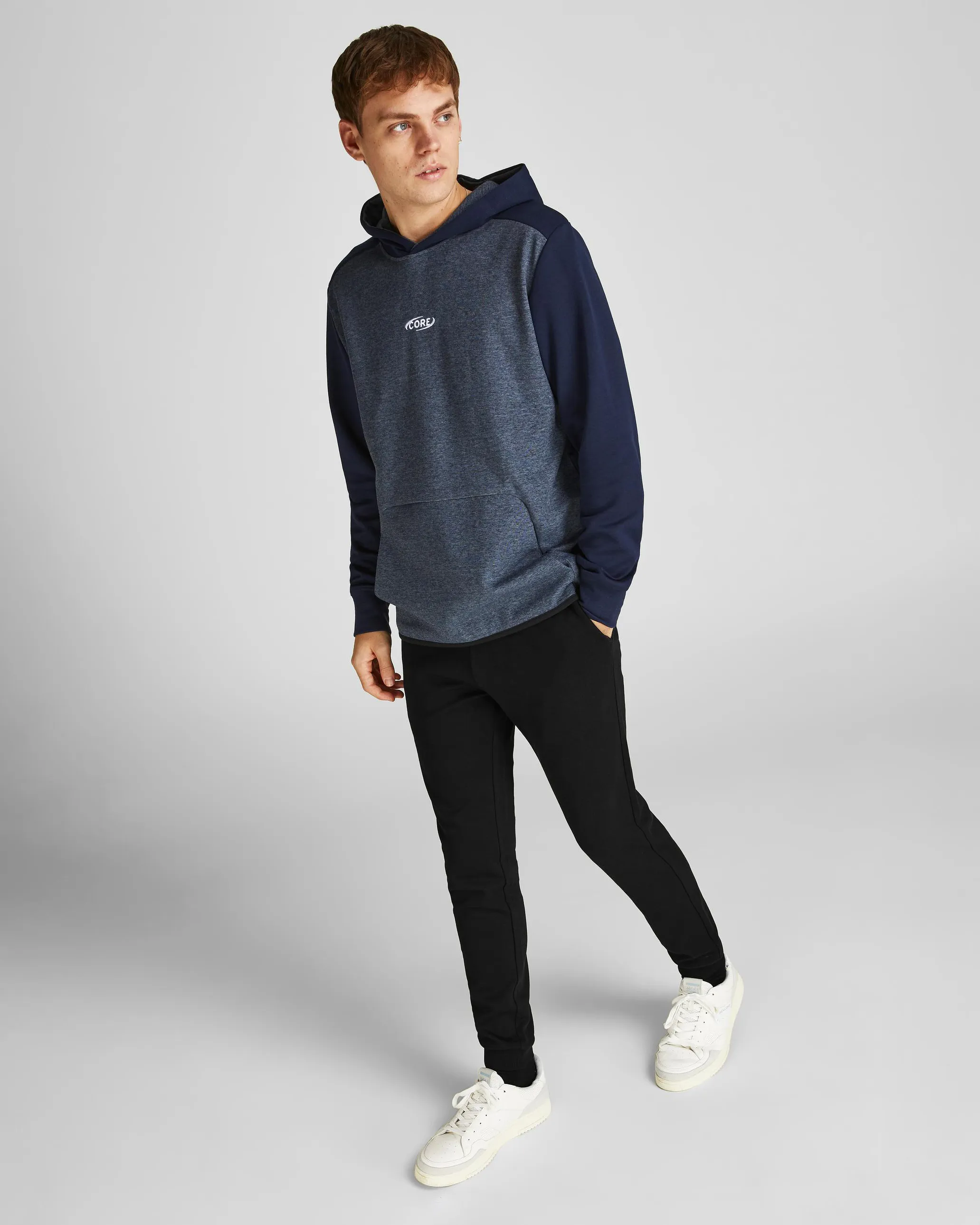 Pantaloni neri in felpa di cotone con coulisse in vita
