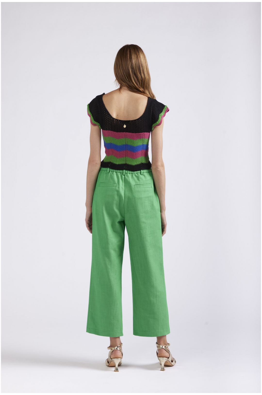 pantaloni palazzo finto denim verde