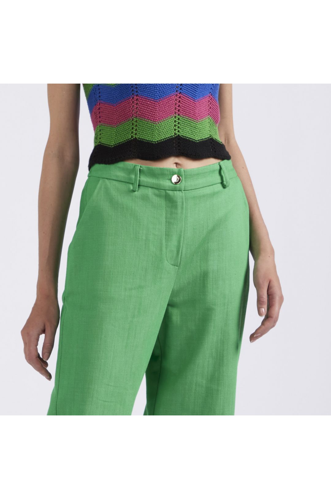 pantaloni palazzo finto denim verde