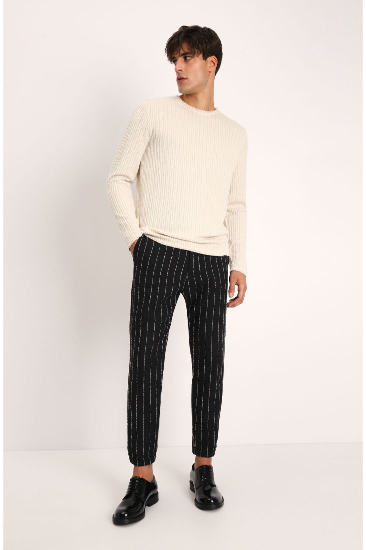 Pantaloni slim-fit a righe con tasche americane