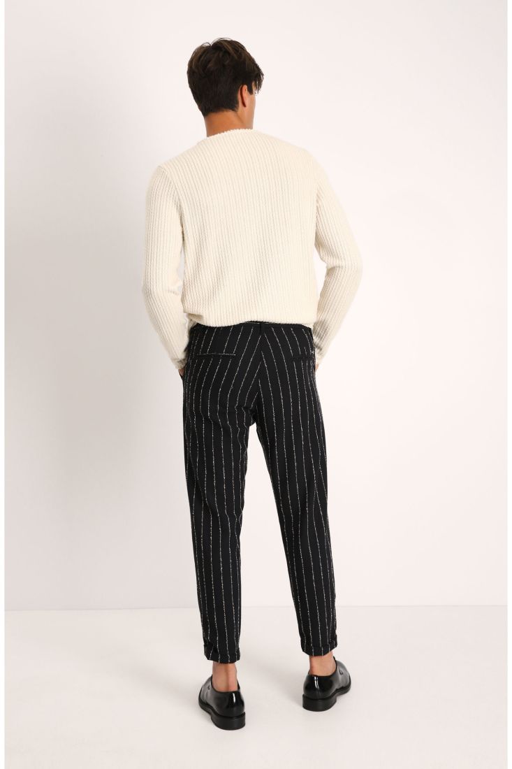 Pantaloni slim-fit a righe con tasche americane