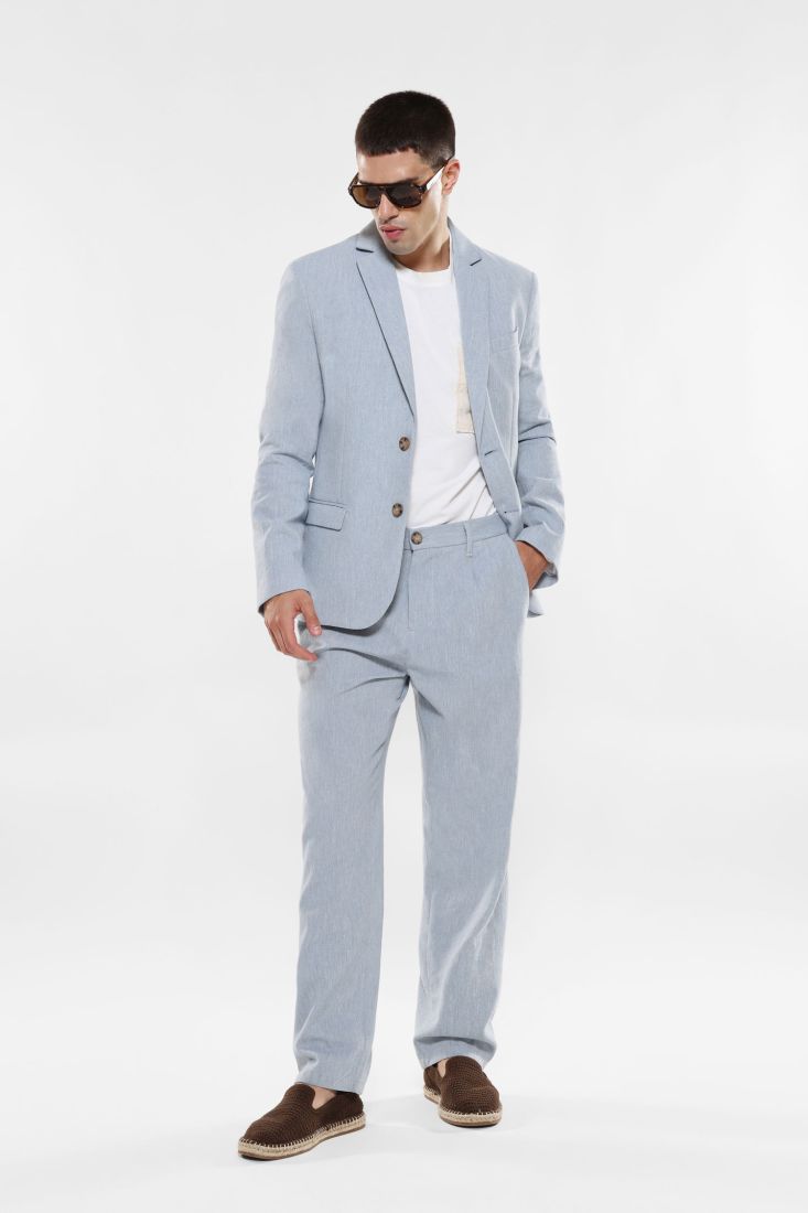 Pantaloni slim-fit con tasche verticali e pinces