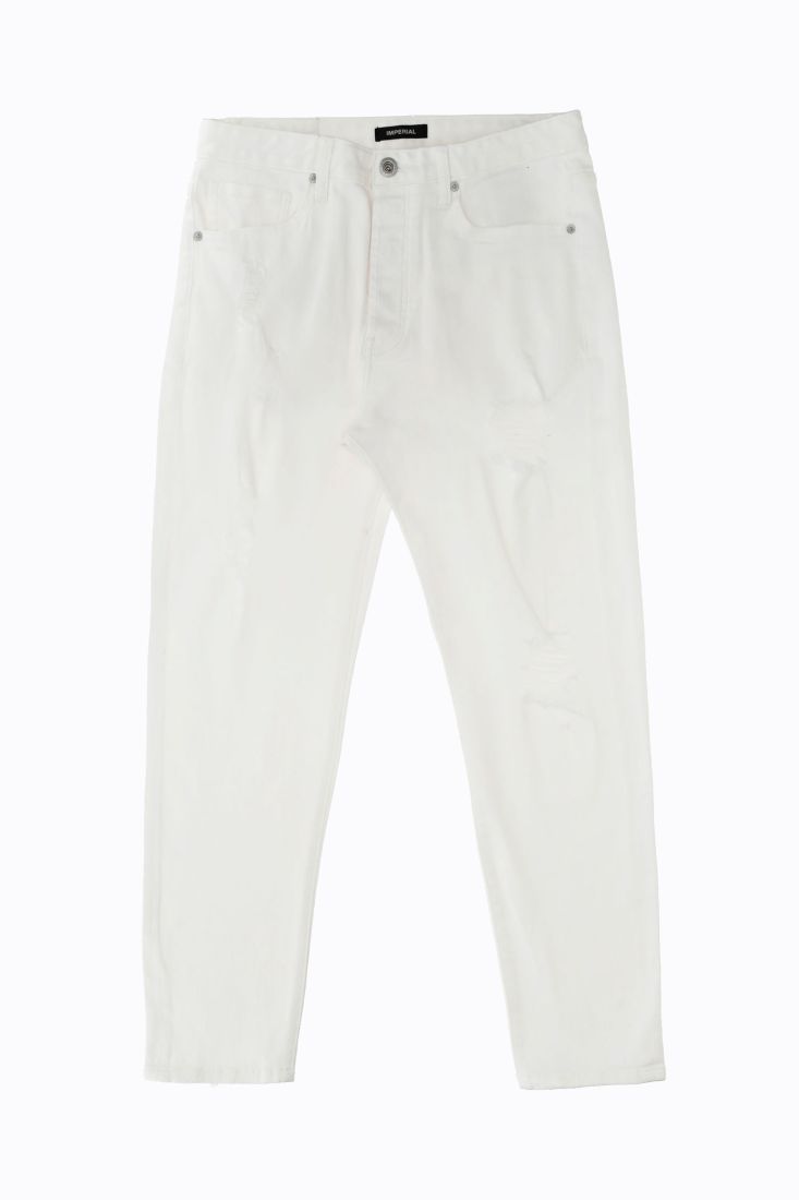 Pantaloni slim-fit monocolour con strappi