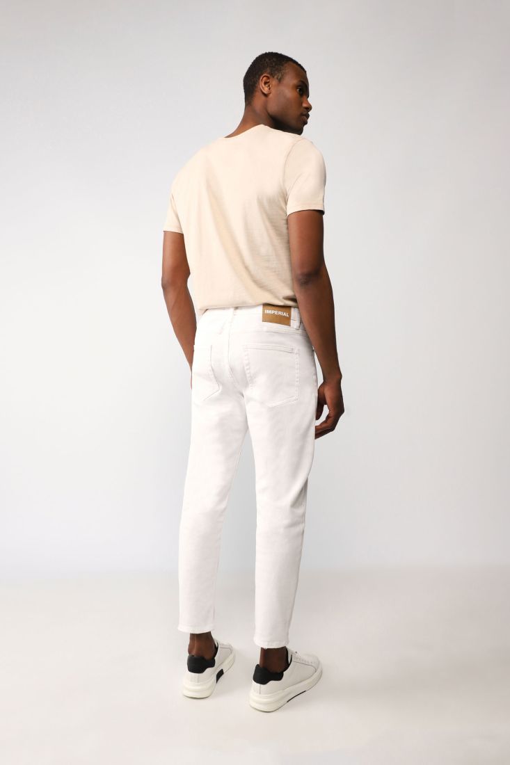 Pantaloni slim-fit monocolour con strappi