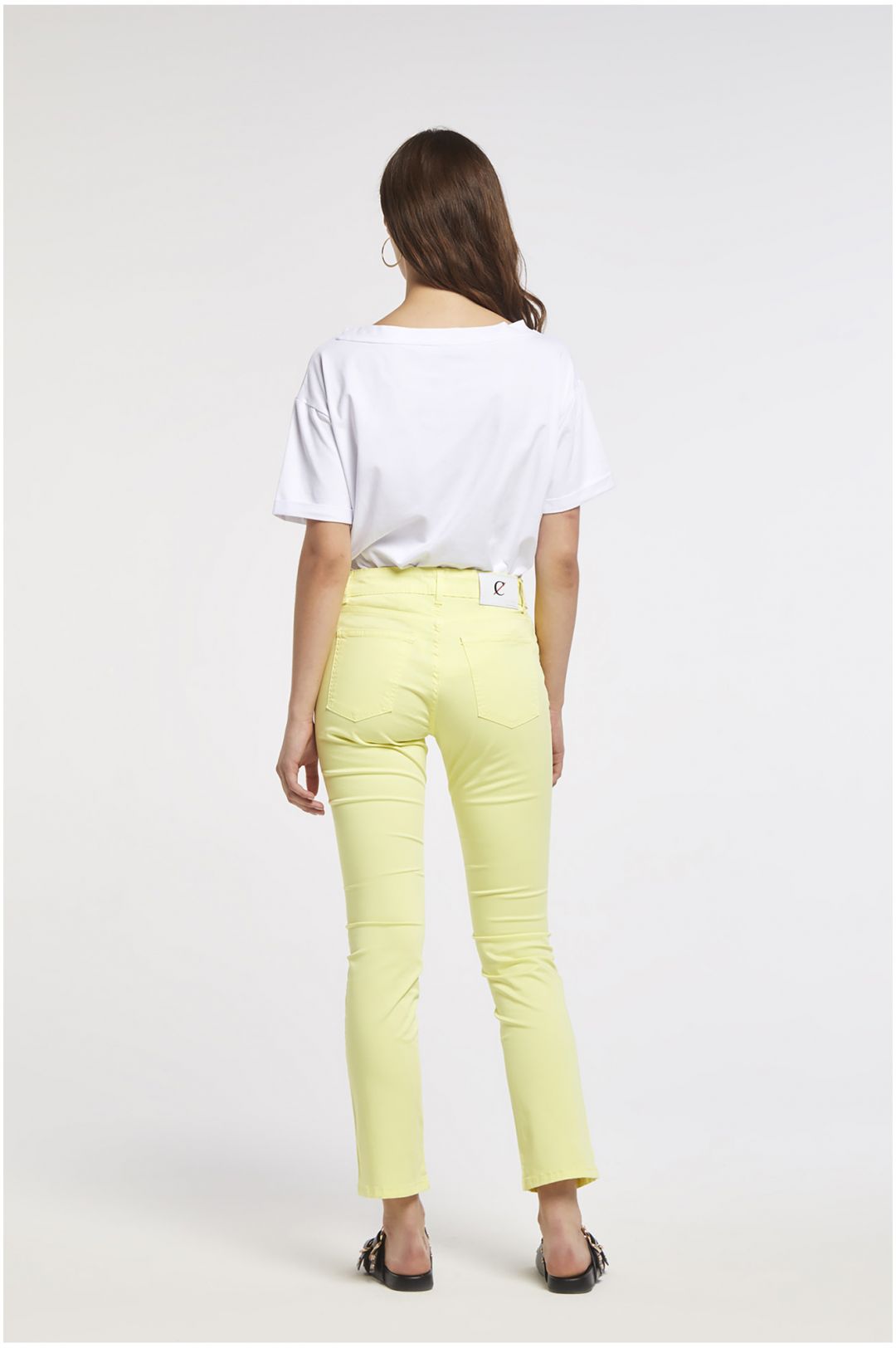 pantaloni slim tinto capo realizzati in tessuto di cotone elasticizzato lime