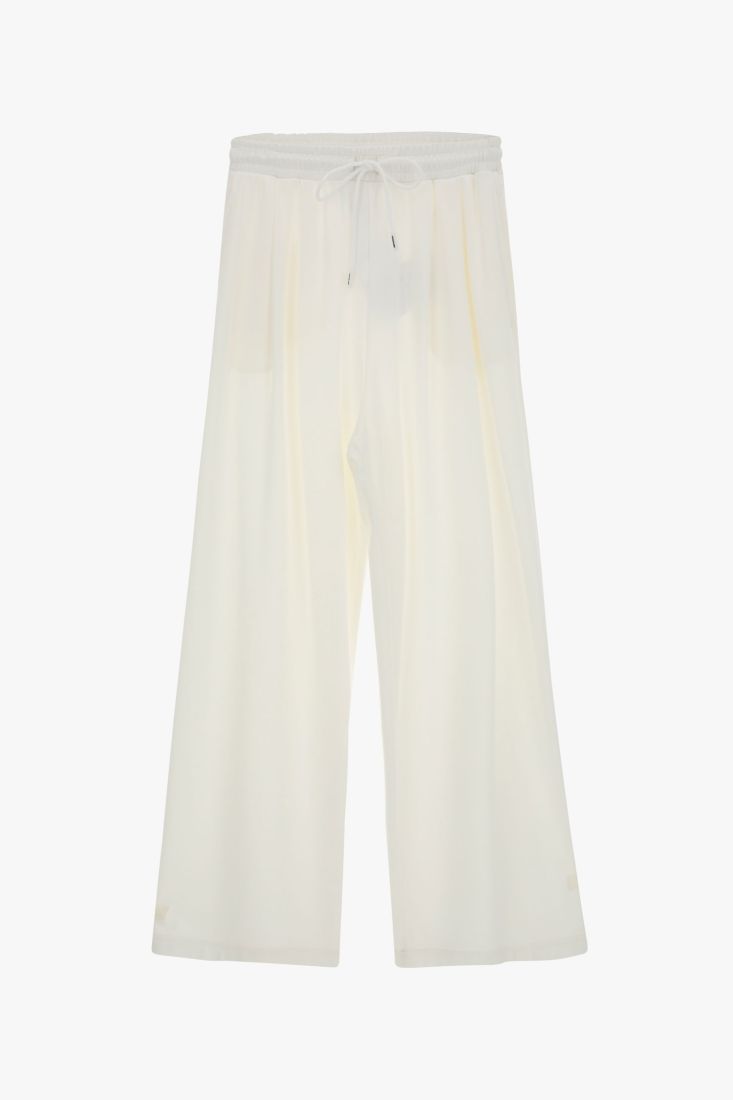 Pantaloni straight monocolour con coulisse e pinces