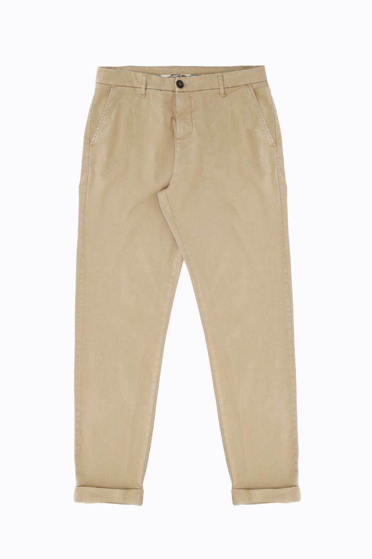 Pantaloni straight monocolour con orli risvoltati