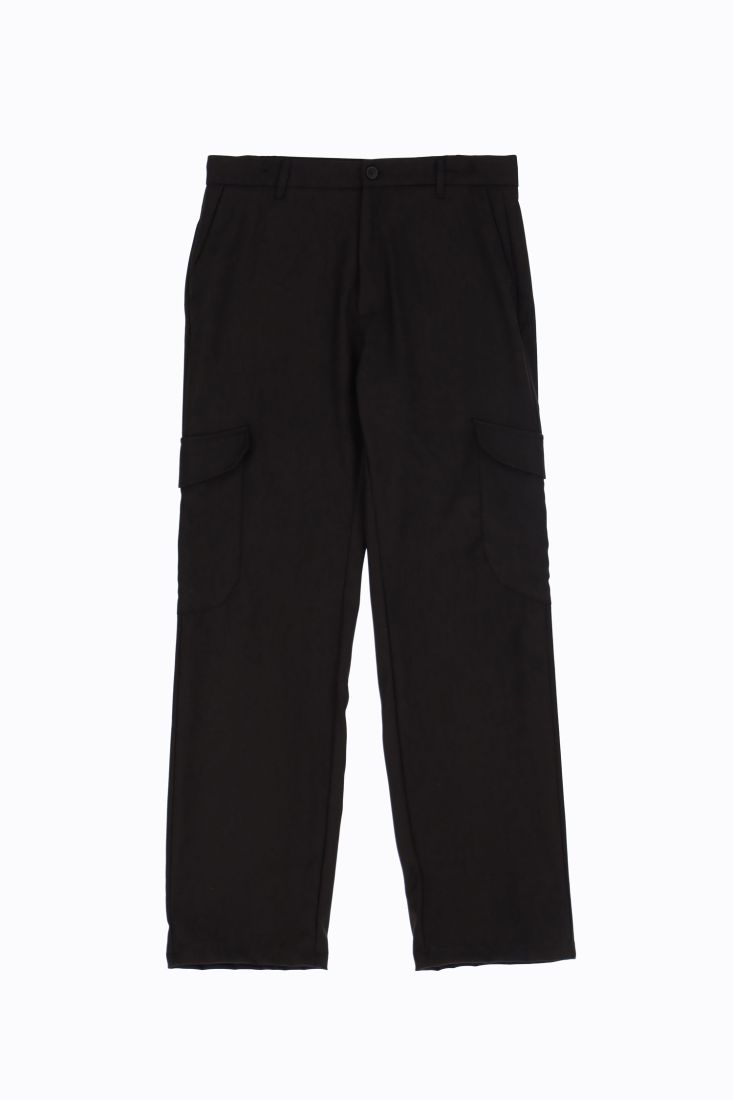 Pantaloni straight monocolour con tasche applicate