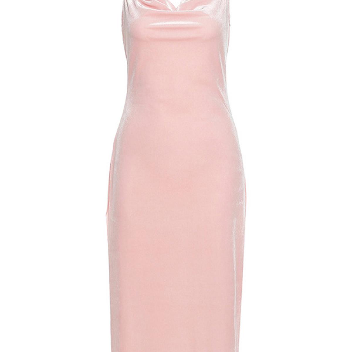 Pink Y2k Dress Up Party Spaghetti Strap Split Out Solid Straight Sliver Summer Dress Pigiama elegante femminile Nuovo