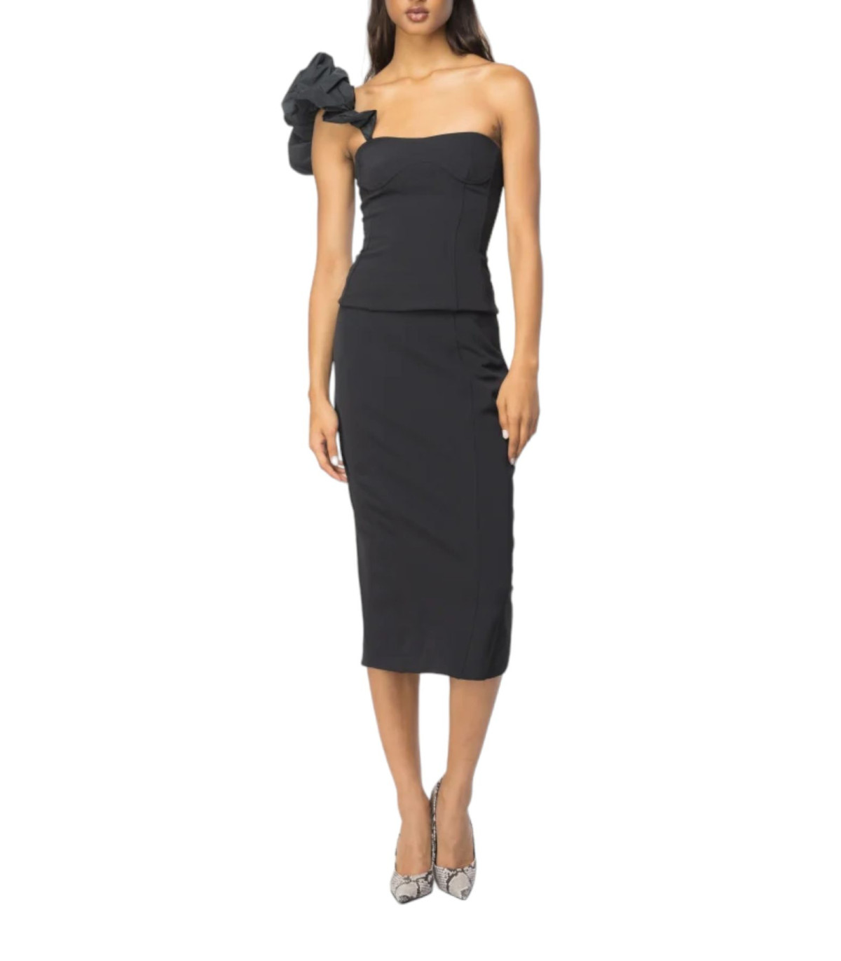 Pinko Donna Gonna Midi Crepe Tecnico Piastrina
