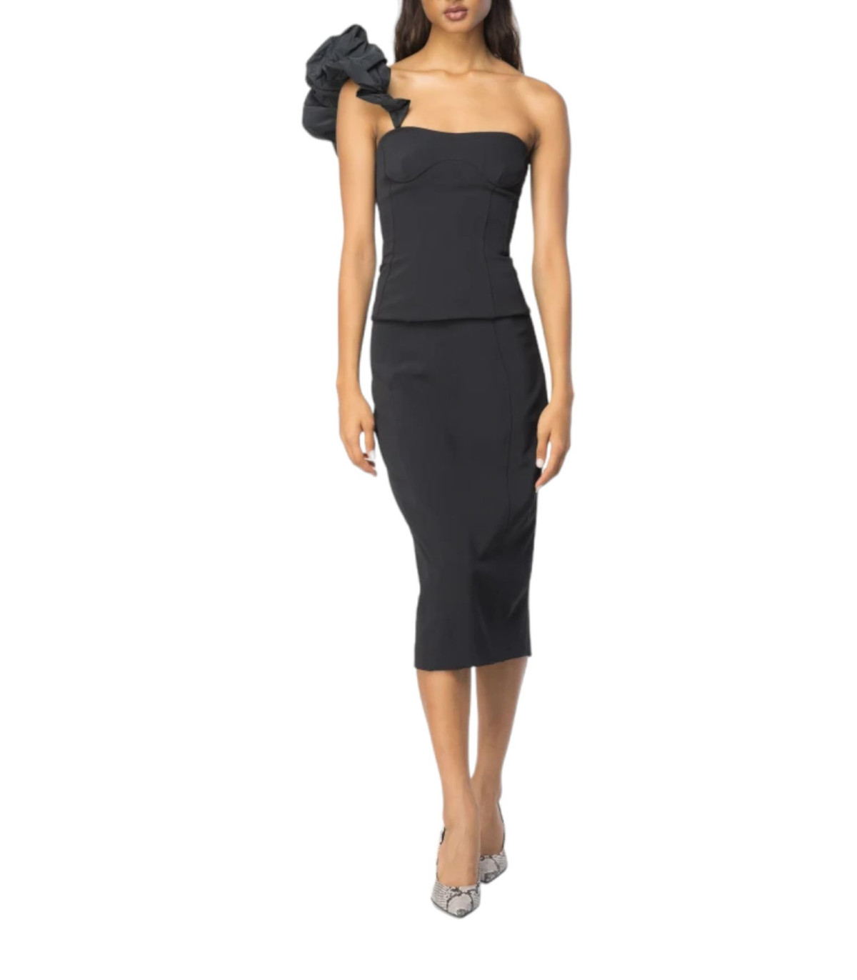 Pinko Donna Gonna Midi Crepe Tecnico Piastrina