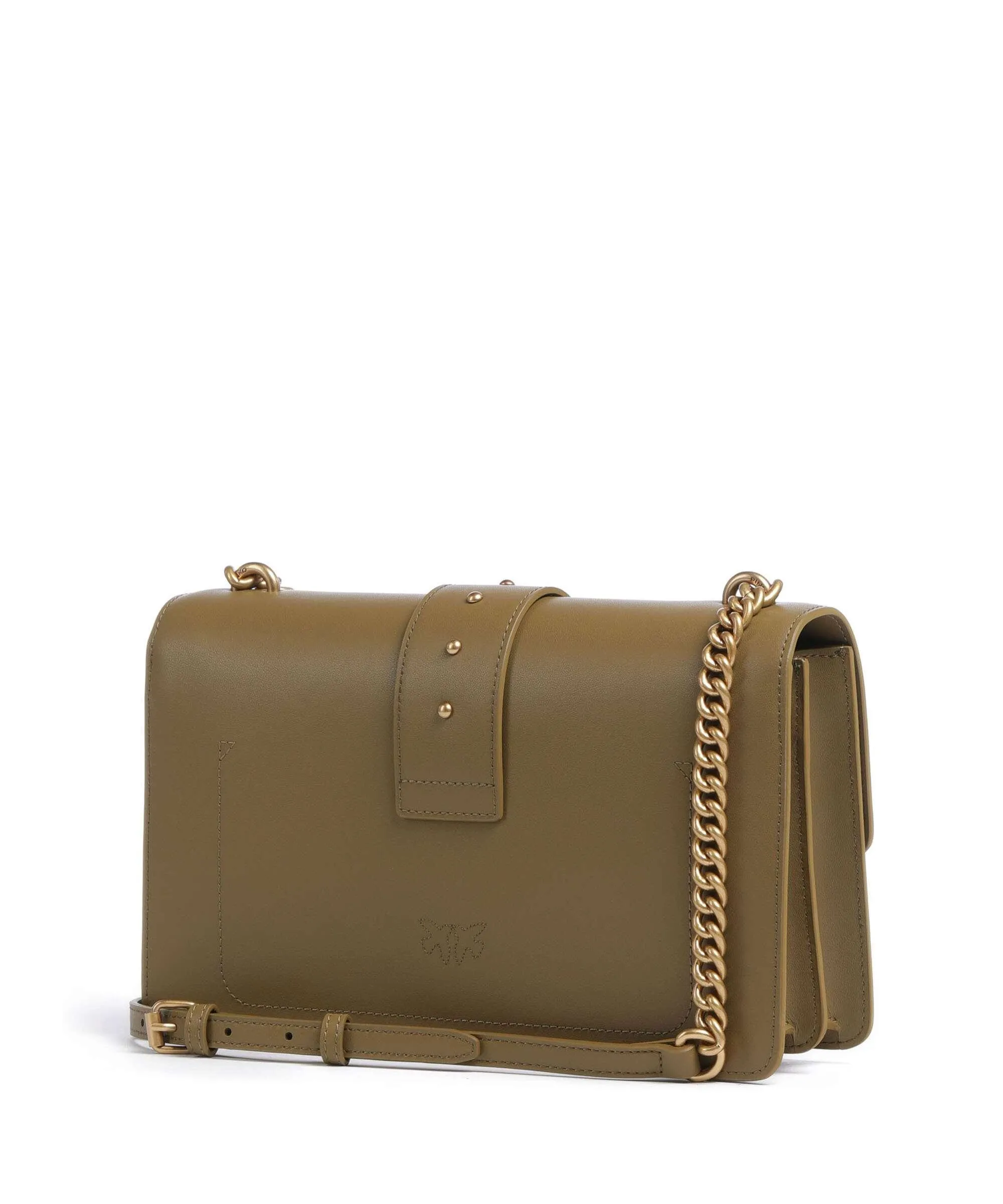  Pinko Love One Classic Borsa a tracolla pelle di vacchetta finemente grana verde-oliva  