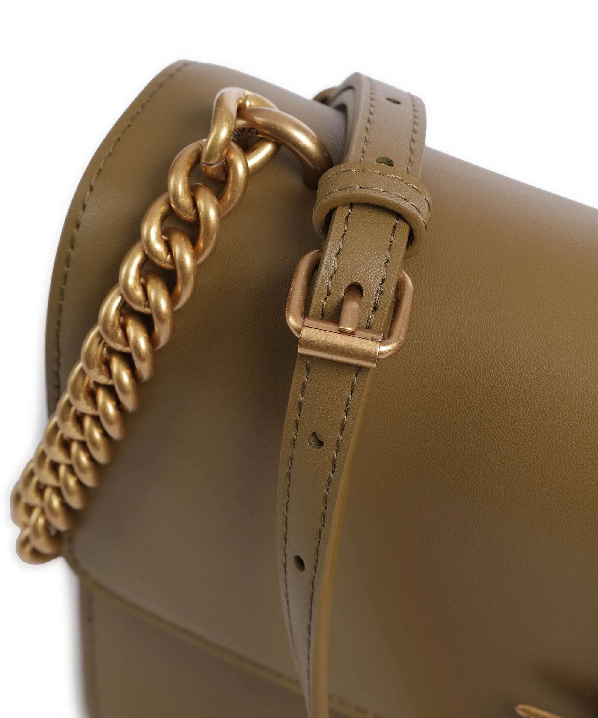  Pinko Love One Classic Borsa a tracolla pelle di vacchetta finemente grana verde-oliva  