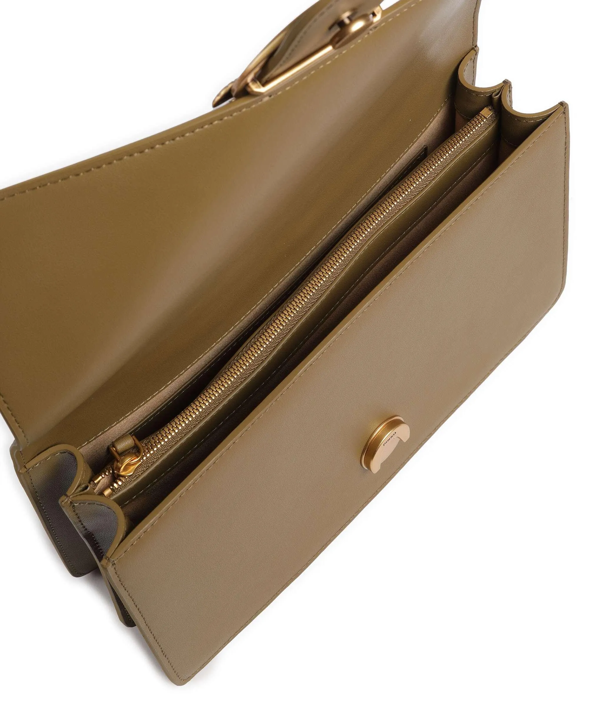  Pinko Love One Classic Borsa a tracolla pelle di vacchetta finemente grana verde-oliva  