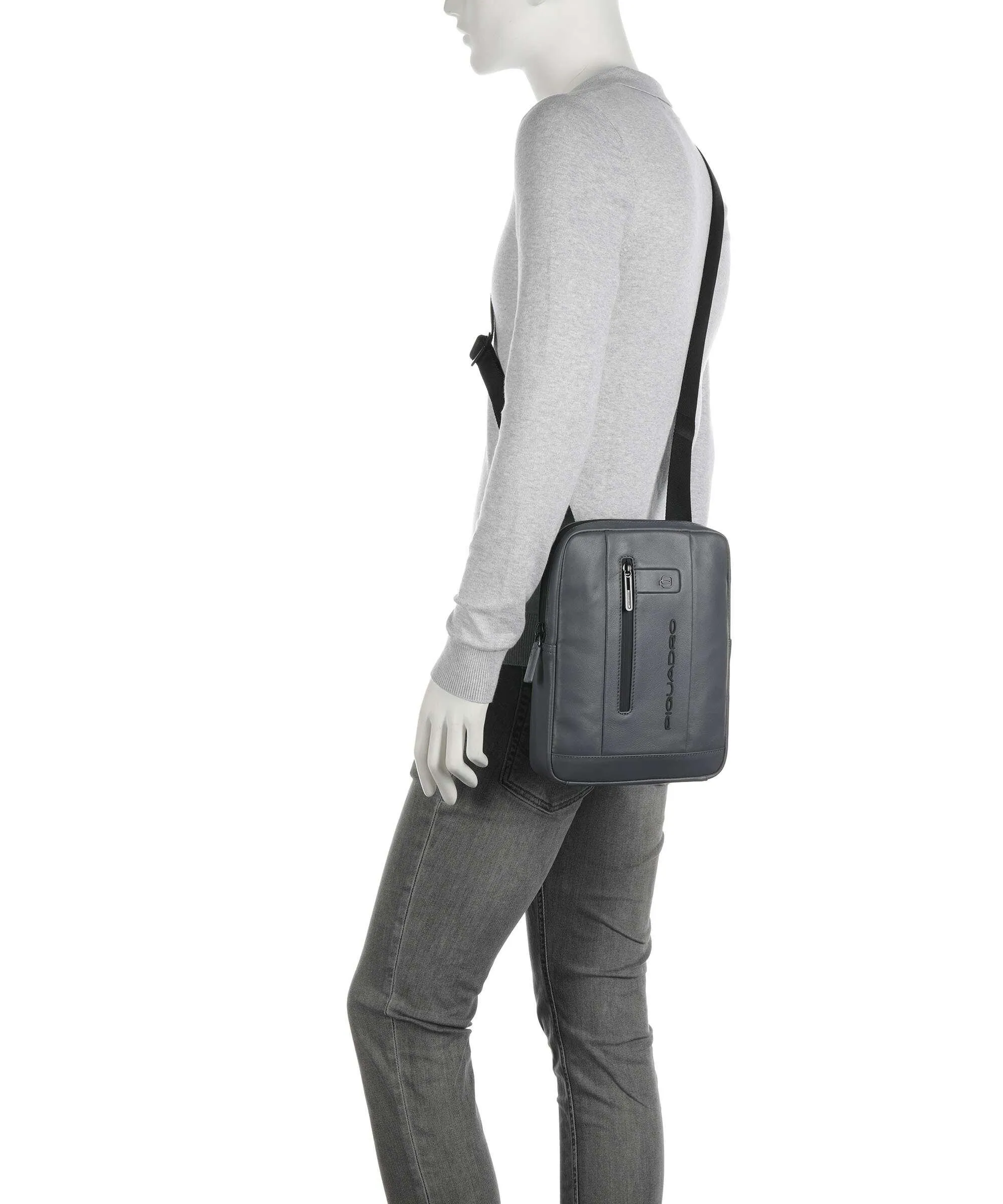  Piquadro Urban Borsa a tracolla pelle di vacchetta finemente grana grigio  