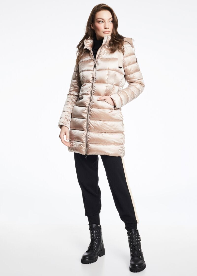 Piumino lungo in nylon