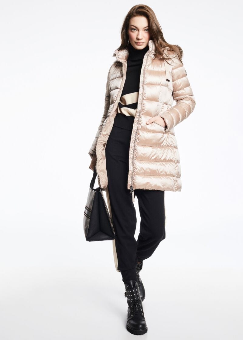 Piumino lungo in nylon
