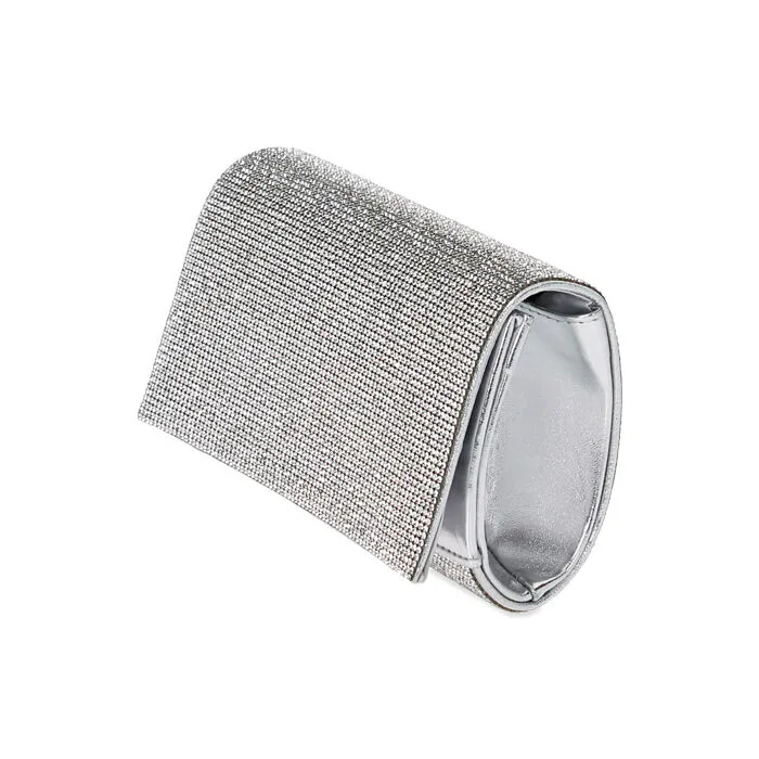 Pochette argento in laminato con pietre