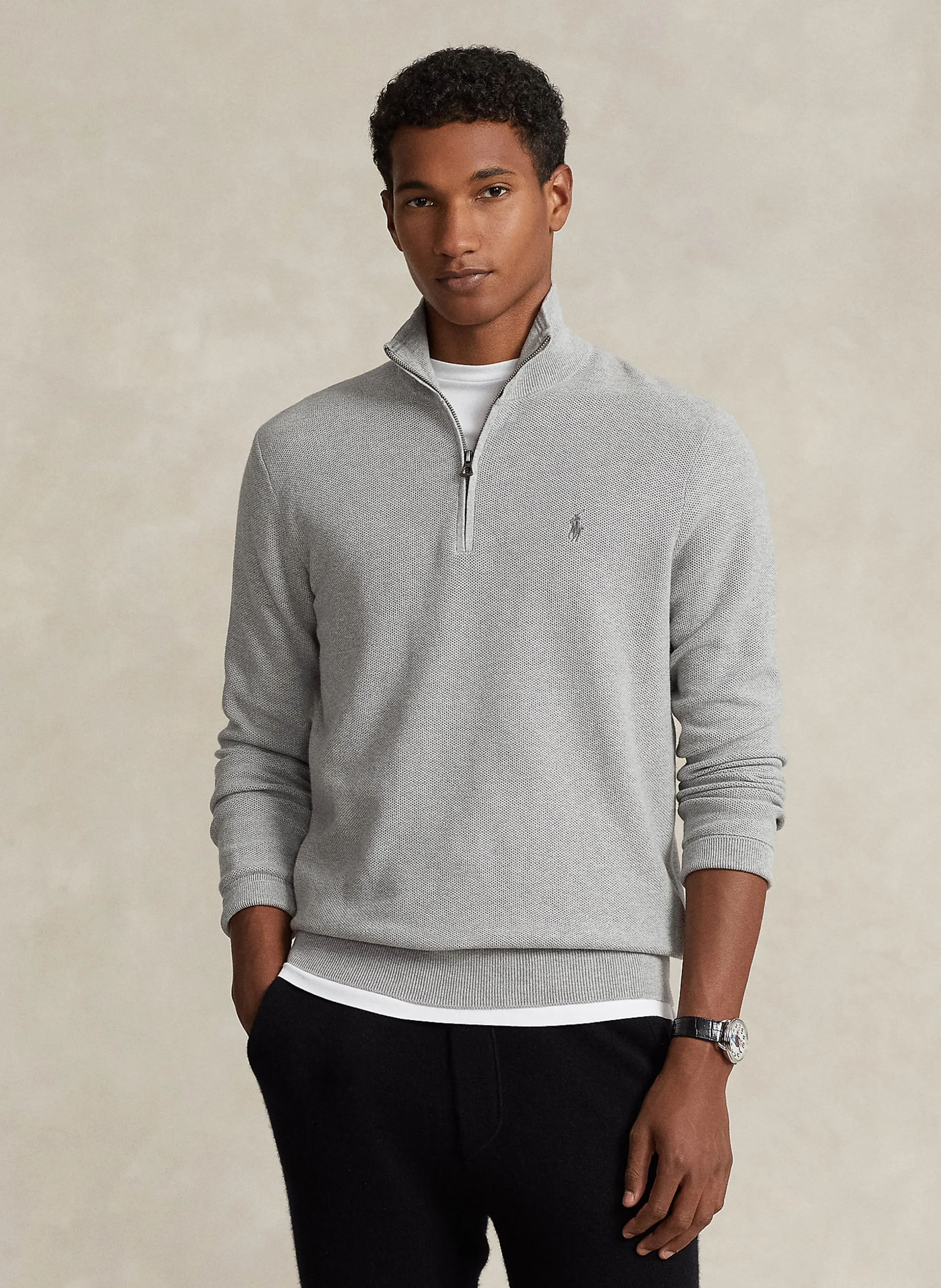 POLO RALPH LAUREN   Lupetto con zip in cotone piqué | Grigio