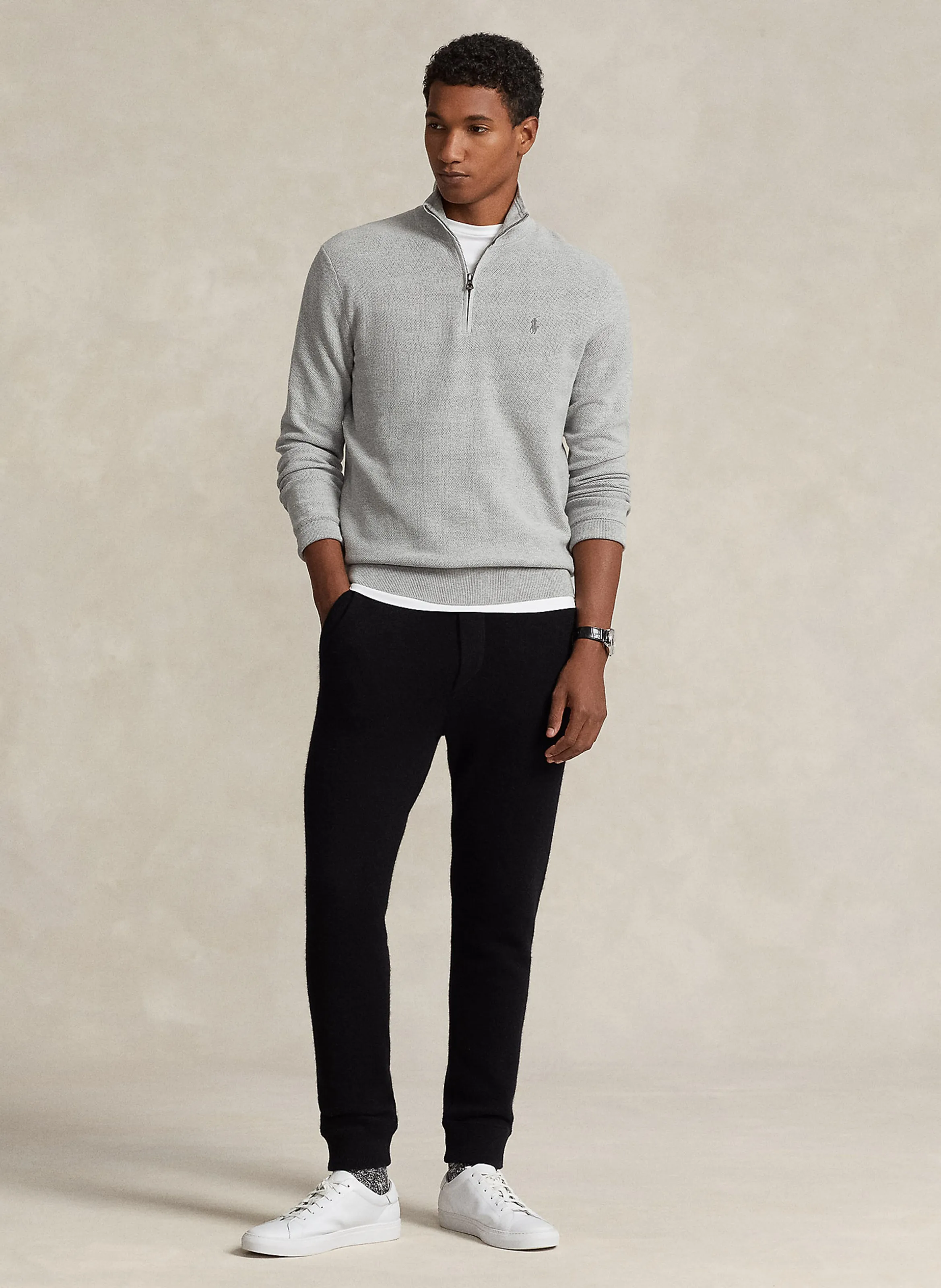  POLO RALPH LAUREN   Lupetto con zip in cotone piqué | Grigio