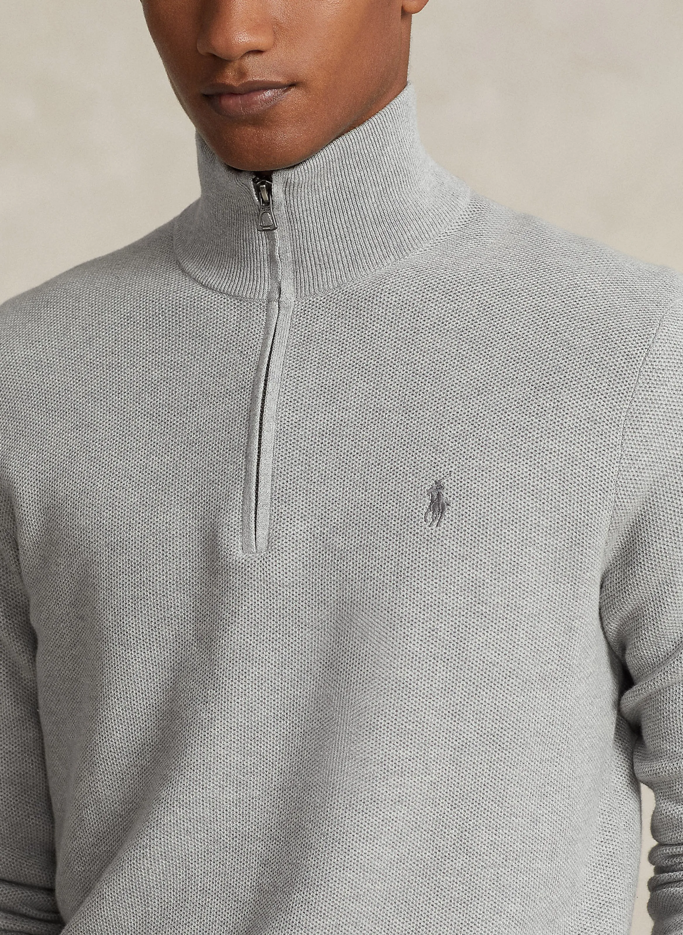  POLO RALPH LAUREN   Lupetto con zip in cotone piqué | Grigio