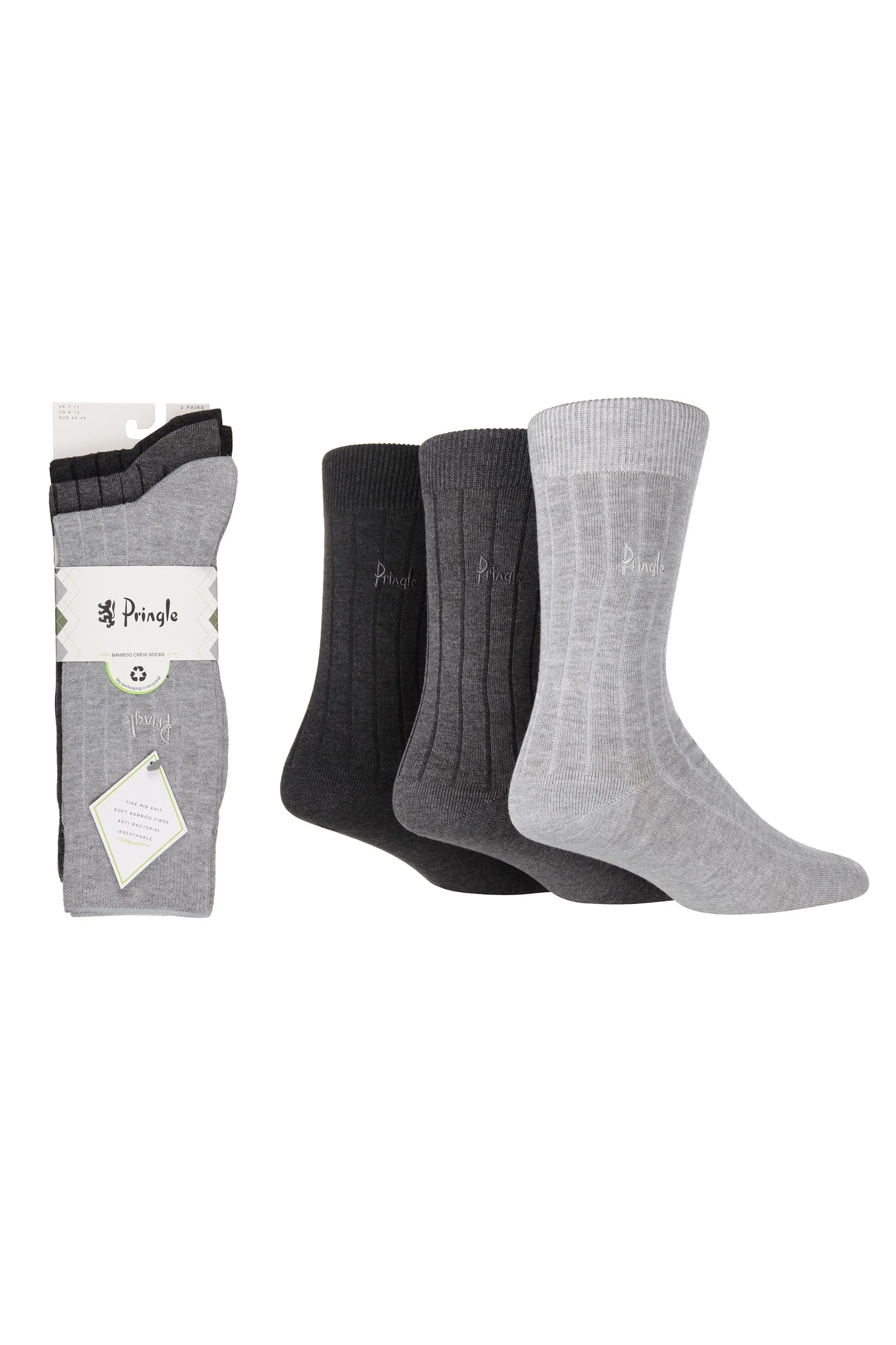 Pringle Classic Bamboo Rib Socks 3 Pack    