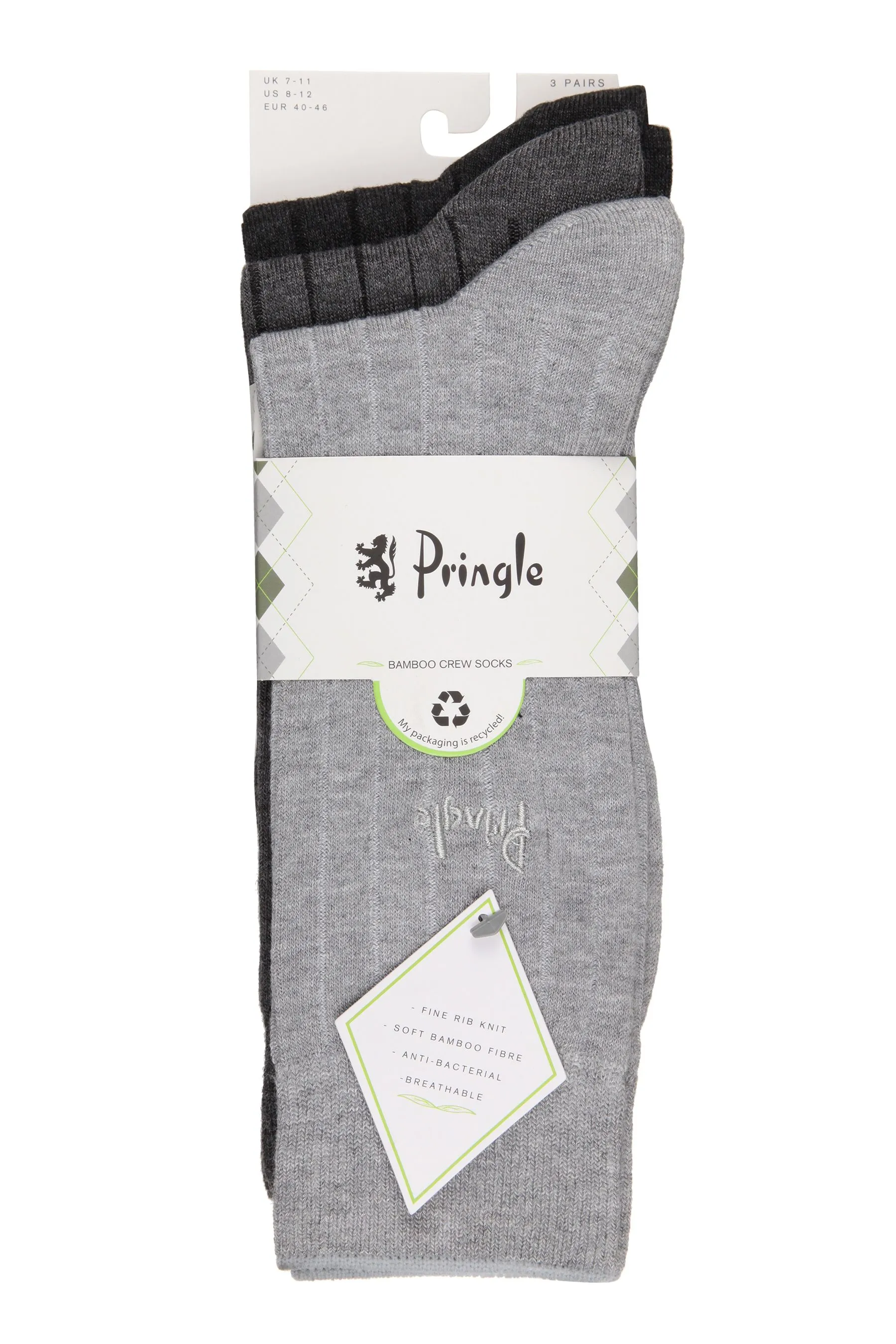 Pringle Classic Bamboo Rib Socks 3 Pack    