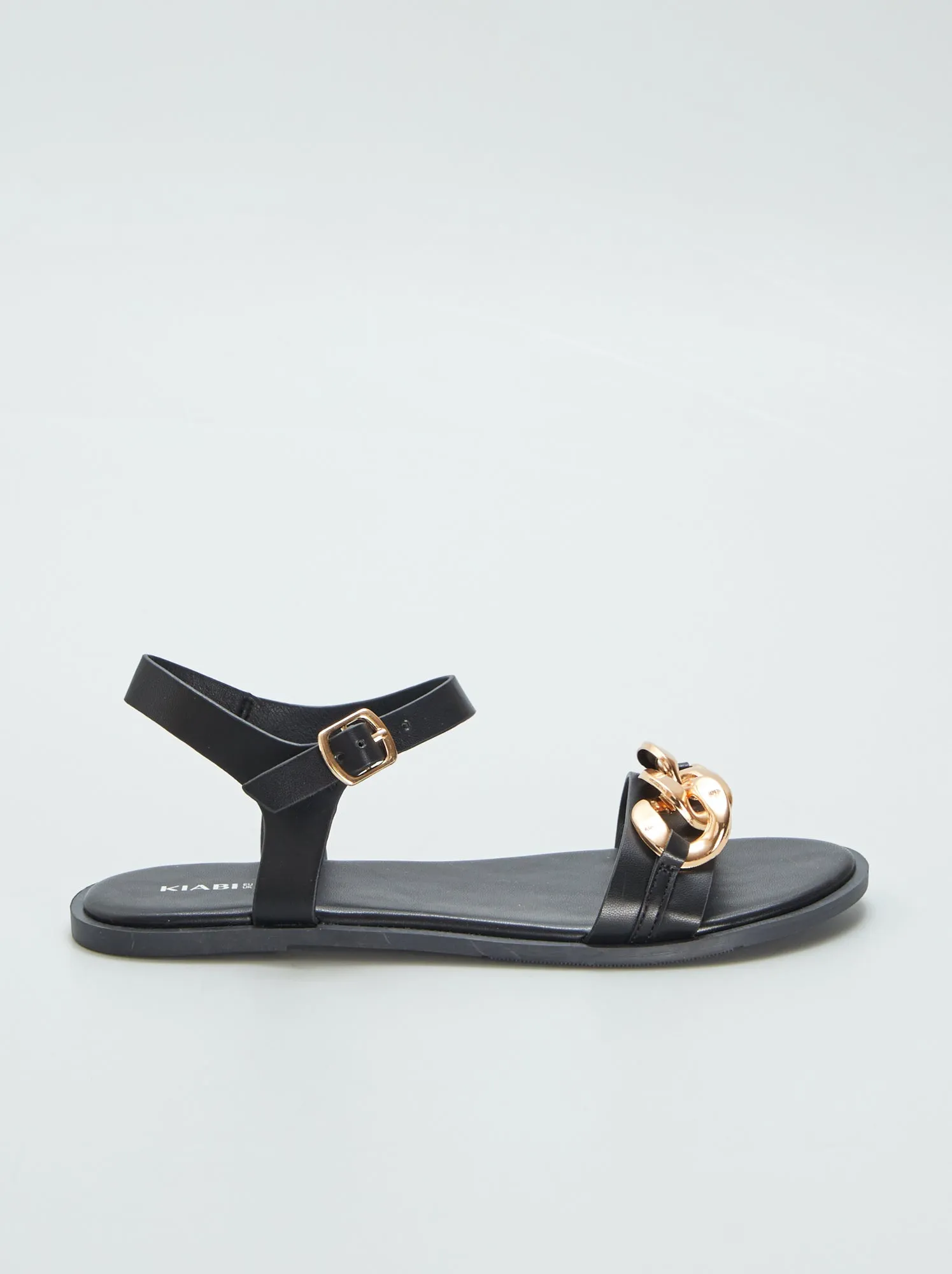 Sandali con catenella - nero