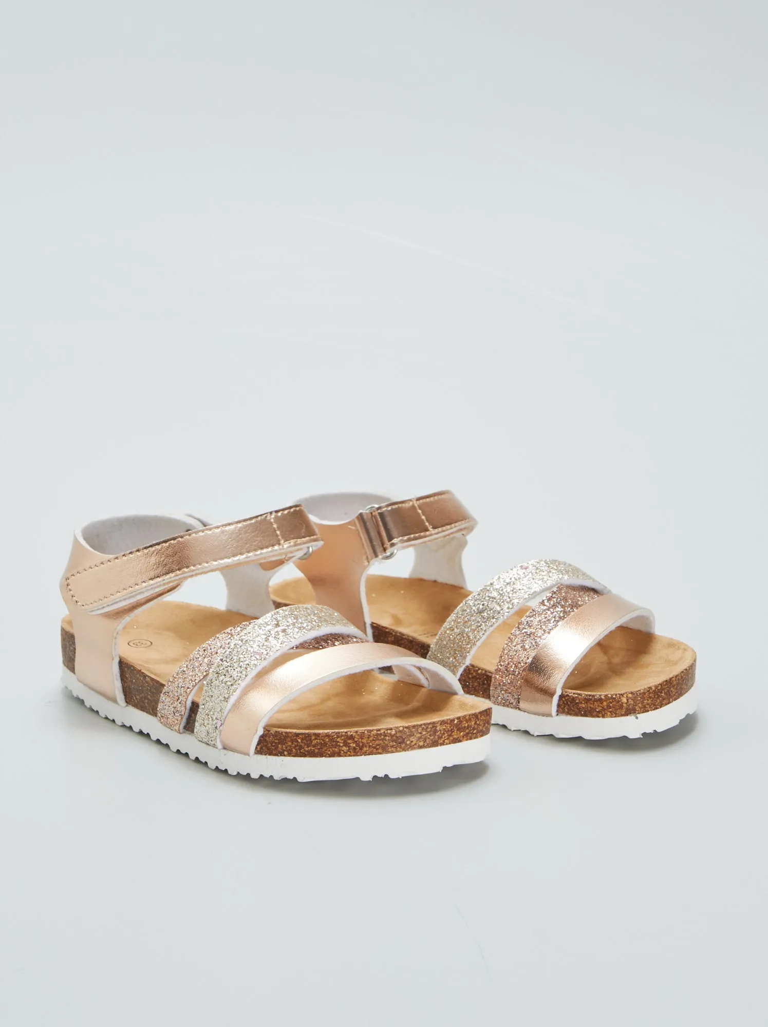 Sandali con paillettes e chiusura con strappi - ROSA
