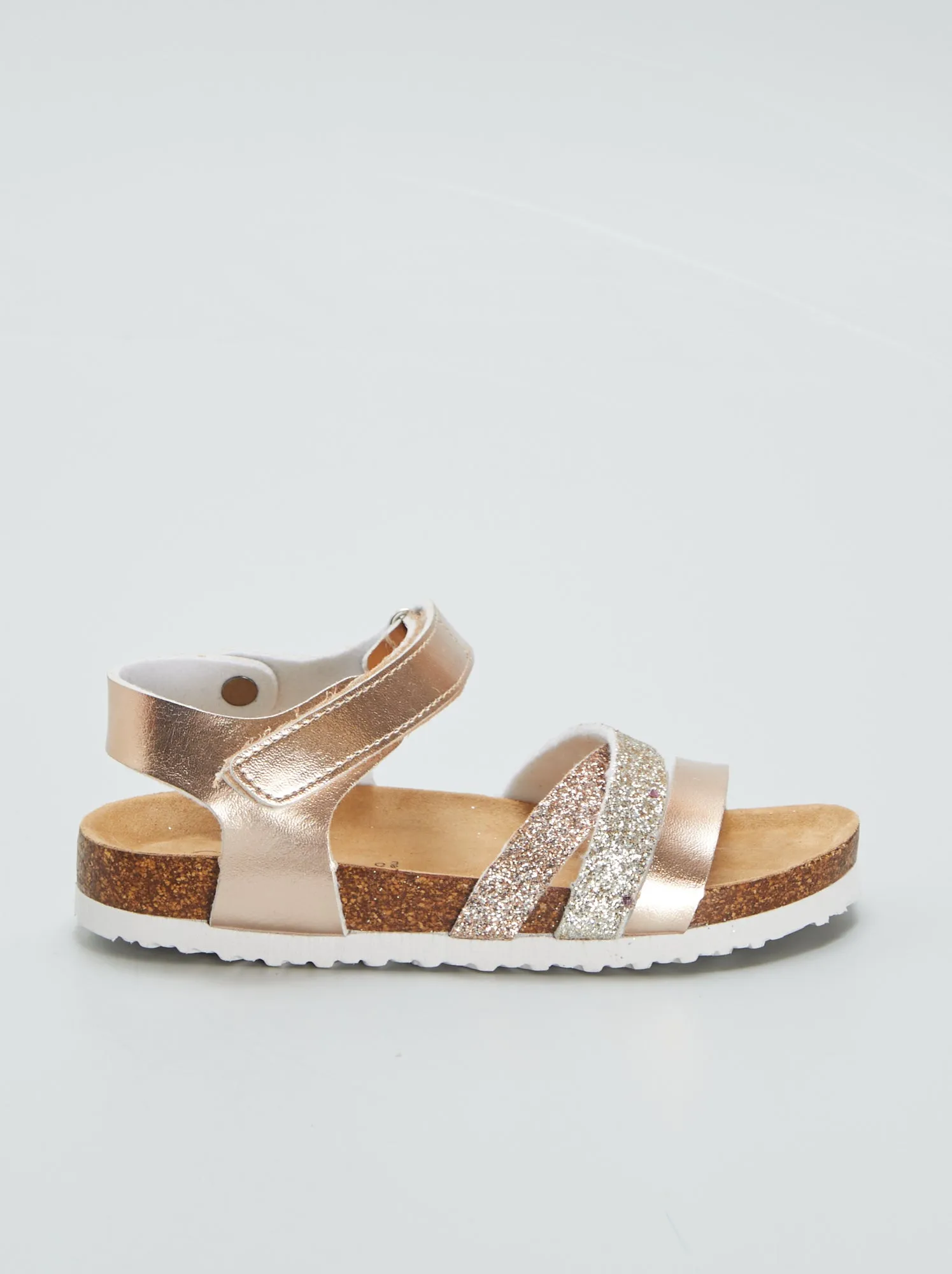 Sandali con paillettes e chiusura con strappi - ROSA