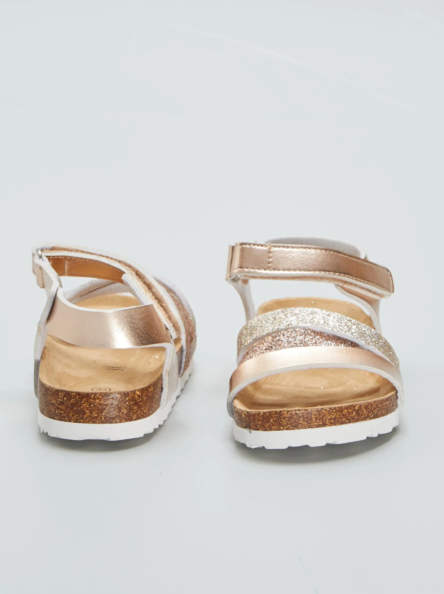 Sandali con paillettes e chiusura con strappi - ROSA